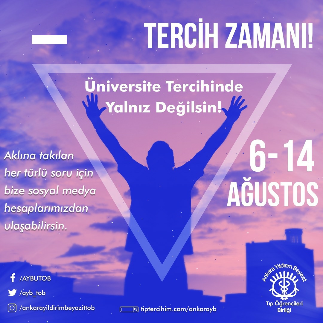 ayb_tob's tweet photo. YKS 2020 sonuçları açıklandı! Tercih döneminde üniversitemiz ve bölümümüz ile ilgili her türlü sorularını DM yoluyla bizlere iletebilirsin.

Ayrıca https://t.co/3mL9Jiqd6j adresine gitmeyi ve sosyal medya hesaplarımızı takip etmeyi unutma!

#yks2020 #tıp #tıpfakültesi #tercih https://t.co/4j2VxGGqyK