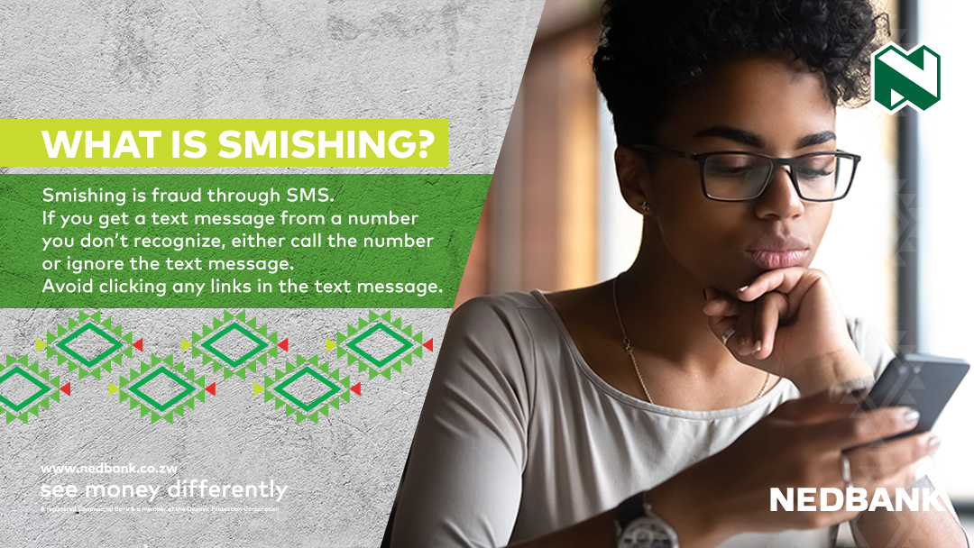 NedbankZimbabwe's tweet photo. Avoid clicking links in text messages from numbers you do not recognize! #MidweekTips #StaySafe https://t.co/GsfSmqOCFM