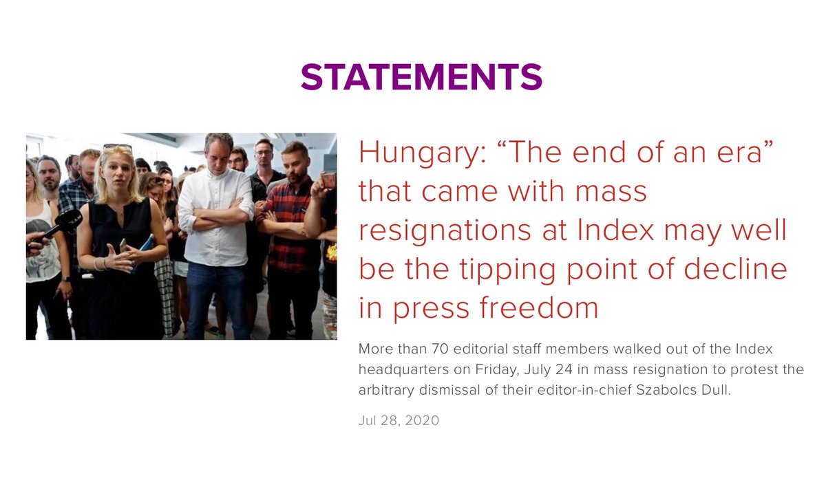 (3/24) CFWIJ released a statement about the resignation of  @Indexhu staff. 20 of them are women journalists.  @viktoriaserdult, reporter for  @hvg_hu, explained the situation of press freedom to the CFWIJ during an interview.Read our full statement here:  https://bit.ly/39zIo7z&nbsp;