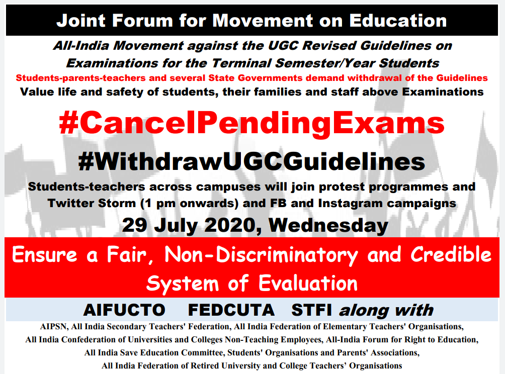 viji_63's tweet photo. Join All India Protest
#CancelExamsInCovid 
#StudentsLivesMatters https://t.co/qotSZNFI6K