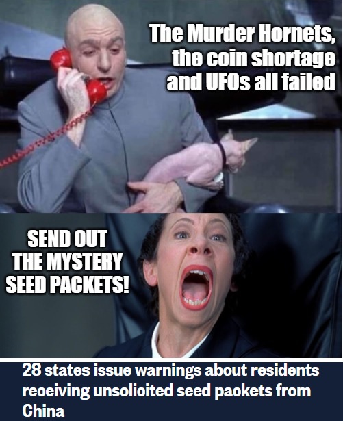 nuschuu's tweet photo. Mysterious seed packets from China sent to residents of 28 states. #2020 just doesn't let up https://t.co/lDWWYHd4a8