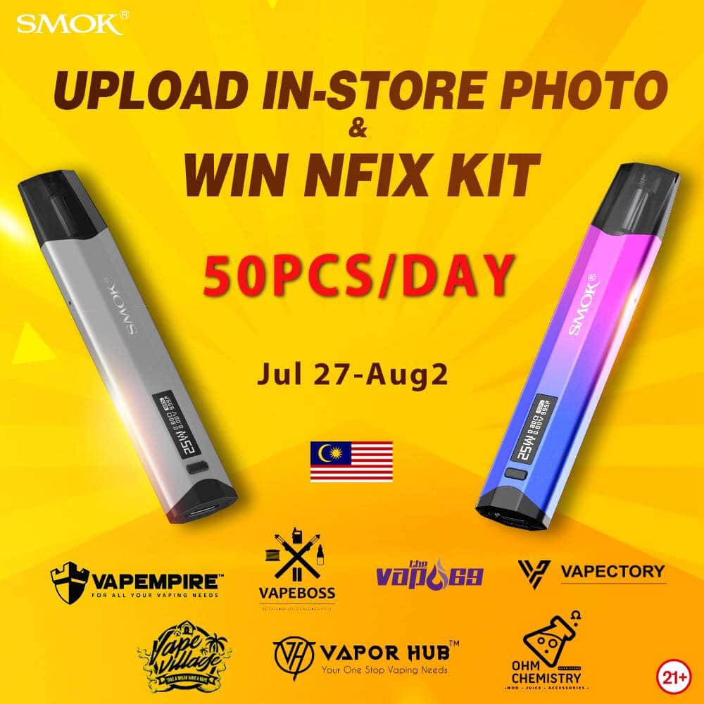 HVapeboss's tweet photo. What's up guys! SMOK Nfix giveaway masih berjalan seperti biasa! #nfix #giveaway https://t.co/1WdnvN03Jk