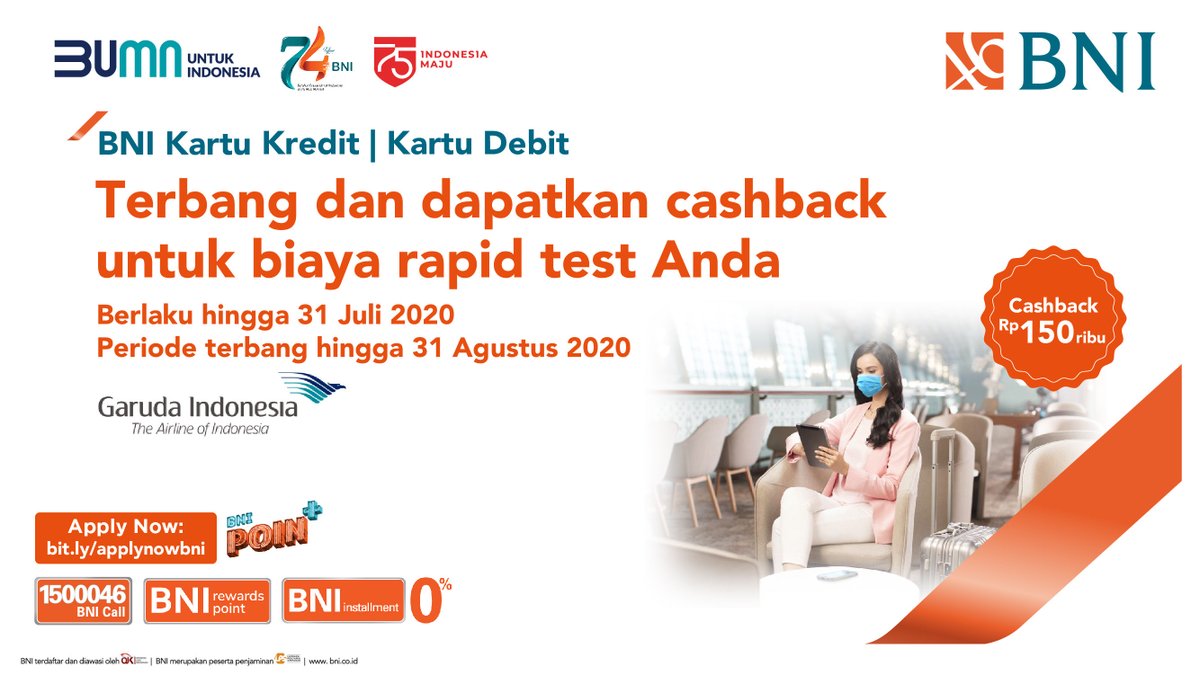 Pt Bank Negara Indonesia Persero Tbk Twitterren Buat Kamu Yang Punya Rencana Untuk Melakukan Perjalanan Keluar Kota Sekarang Lebih Hemat Dengan Garuda Indonesia Karena Ada Cashback Untuk Biaya Rapid Test Sebelum Perjalanan
