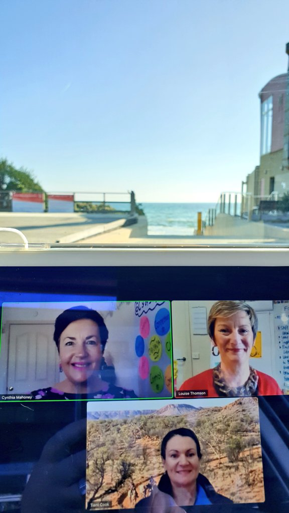 AgPeriUrban's tweet image. #WELLBEING Wednesday.

#SelfCare is me, in car, windows down, sunroof open, surrounded by seagulls, odd dolphin with a lemonade.

iPad on, Zoom on, with Australian Women, connecting from #AliceSprings to #Melbourne. 

@cynth_mahons, @GlobalPeopleLou and @TianiCook @AustWomenInAg