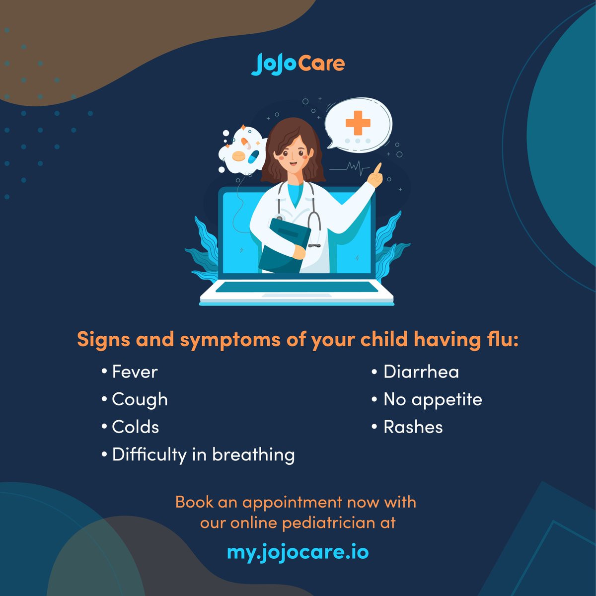 myjojoapp's tweet photo. Do you have worries and concerns about your child's immune system and growth? Is it safe for your child to see a pediatrician in a clinic this during this pandemic?

Book an appointment now with JoJoCare online pediatrician at https://t.co/MNX8wgYSam https://t.co/Y8a36ROO34