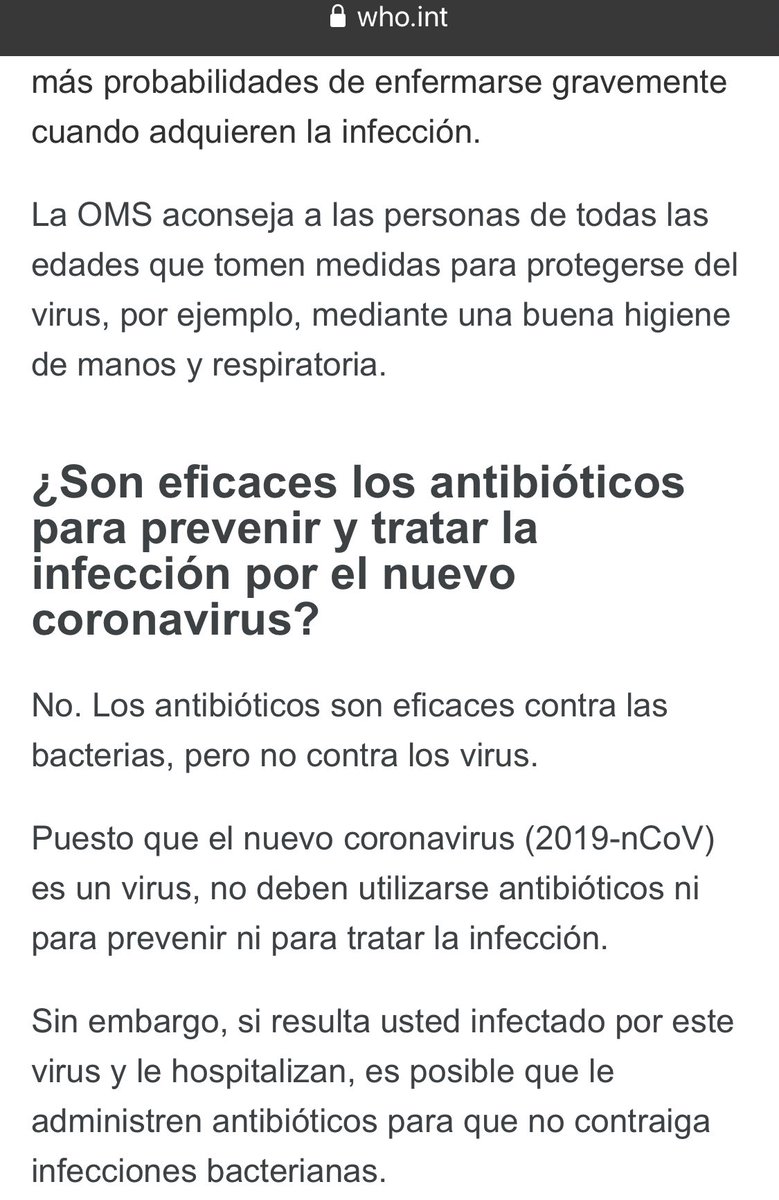 Todavía tienen el descaro de poner DEMOSTRADO.La Hidroxicloroquina, Ivermectina y Azitromicina son los antiparásitarios que están salvando a los pacientes más graves. Ahora si muy preocupados por la salud de la población pero cada 6 meses les inyectan mercurio a todos.