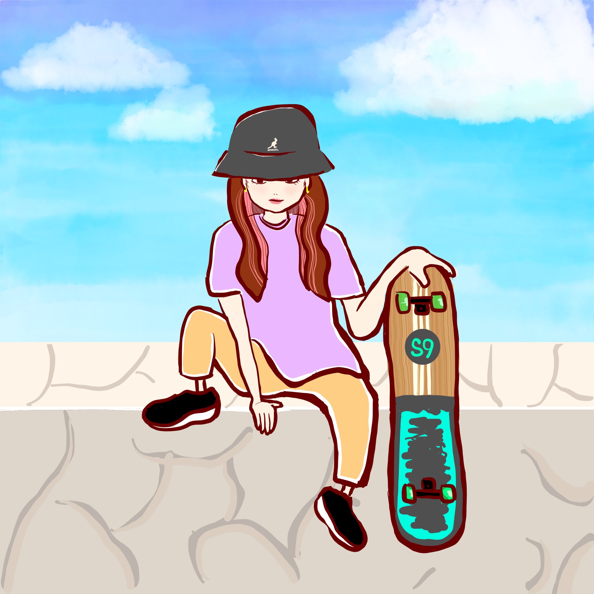 がおちゃん スケボーをテーマに描いてみました 妹が最近はまっていて やってみてと言われて私も少しだけ挑戦してみましたが 普通にこけました イラスト 絵 初心者 Adobefresco スケボー 女の子 T Co Ye3hknhdtx Twitter