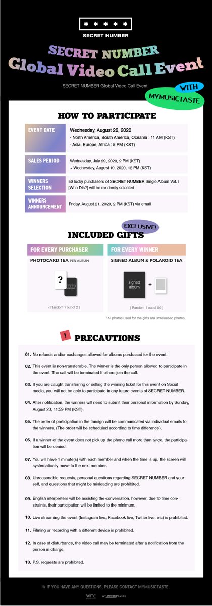 _mymusictaste's tweet photo. We can no longer hold this secret! 🙊 
Announcing SECRET NUMBER Global Video Call Event! 

💿  Get @5ecretNumber's Single Album Vol.1 [Who Dis?] to join the fansign 👉 https://t.co/x4WYpubUrK

We know you’ll love it!
XOXO ❤️ 💋

#MyMusicTaste

#SECRETNUMBER #SECRETNUMBER_Fansign https://t.co/7q6NbhyWzU