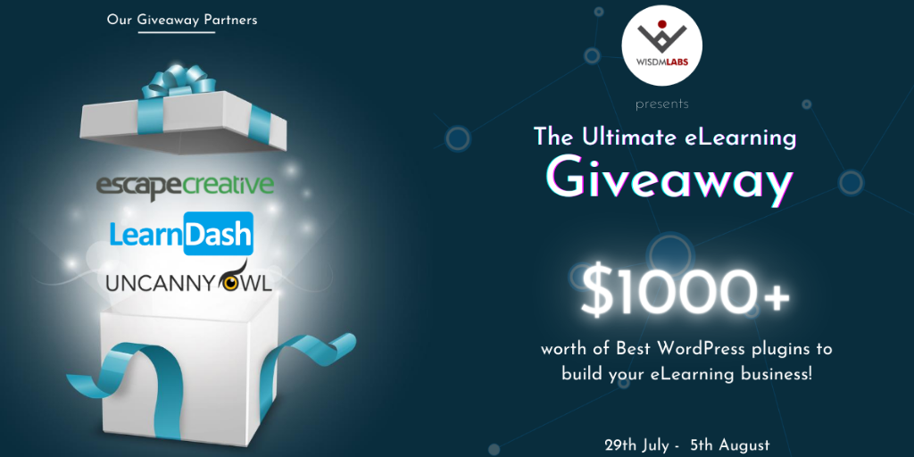 wisdmlabs's tweet photo. It's time for the BIG REVEAL!🥁
It's The Ultimate #eLearning GIVEAWAY!🥳
3 lucky winners get products worth $1000! 🤩

Giveaway Rules:
✅ Enter the giveaway - https://t.co/5fKz0qZsu9
✅ Follow @WisdmLabs on Twitter
✅ Retweet this post with #eLearningGiveawayWithWisdm https://t.co/zbWH1NKb7L