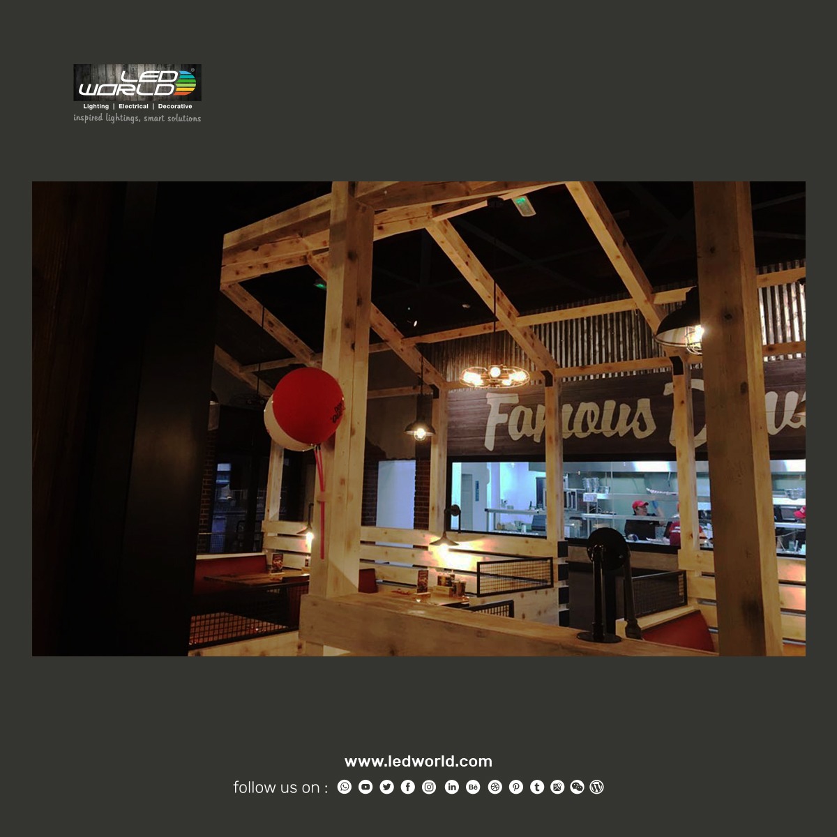LEDworldDubai's tweet photo. Check out our lighting project which we did for our client Famous Dave's of America.

Products from our brand Lumibright and Lumiluce  with automation control were used for this project .Also, these Pendant lights has given this project an outstanding appearance https://t.co/LTHzHnNyLQ