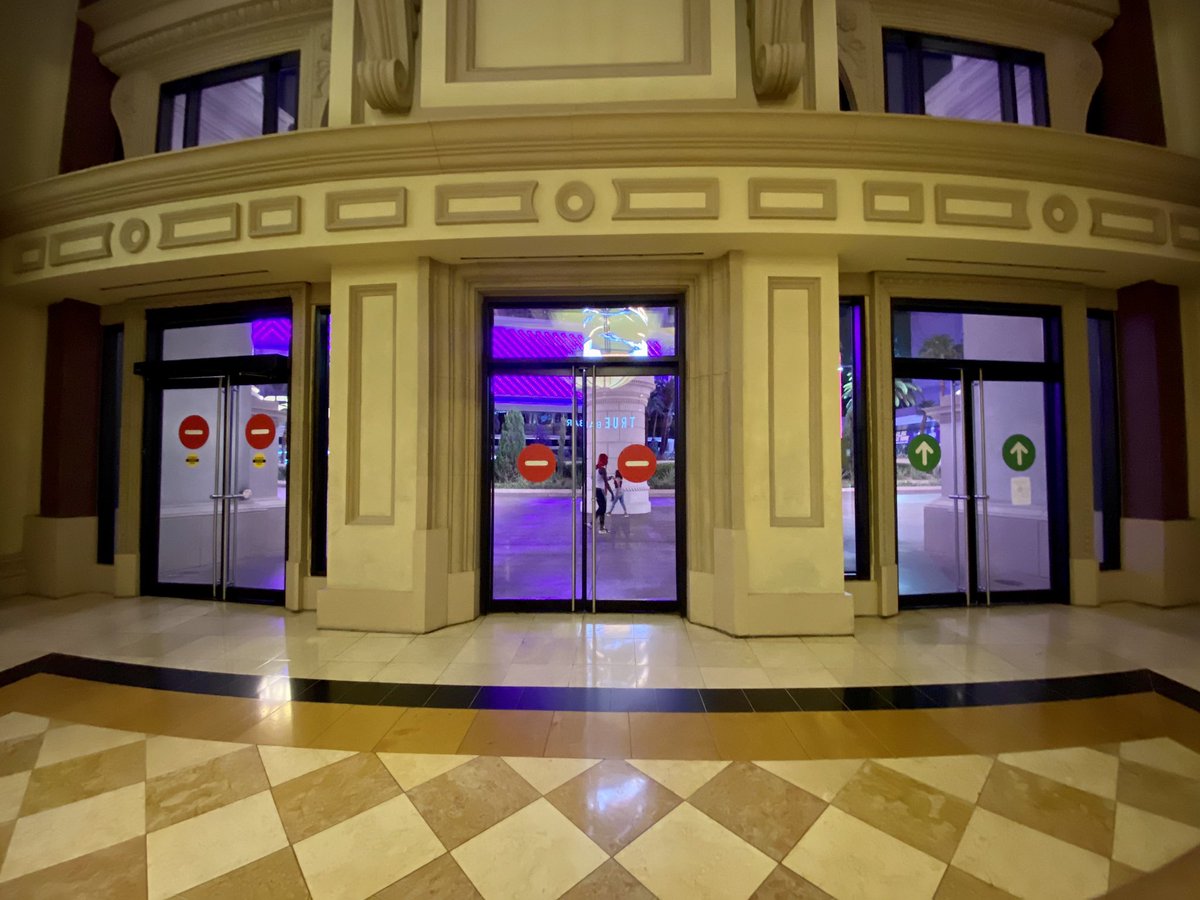 The doors at the Forum Shops are marked for easy entry/exit instructions. Seems the middle door is not to be used. – bei  The Forum Shops at Caesars Palace