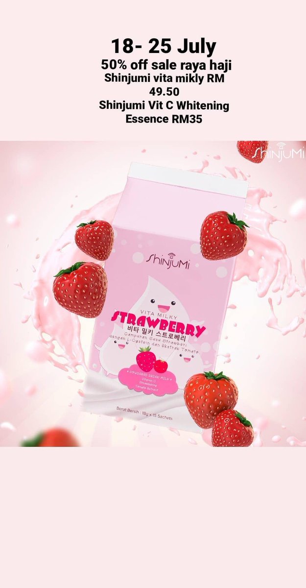 brushesbynaz's tweet photo. Hi guys admin open slot untuk 5 orang 1 Box (15 Sachets) Shinjumi Vita Milky RM69 termasuk postage tau 🥰 sis akan guide kauorg untuk dapat healthy skin and flawless  

#Shinjumi #HealthySkin https://t.co/01IwoKUYhx