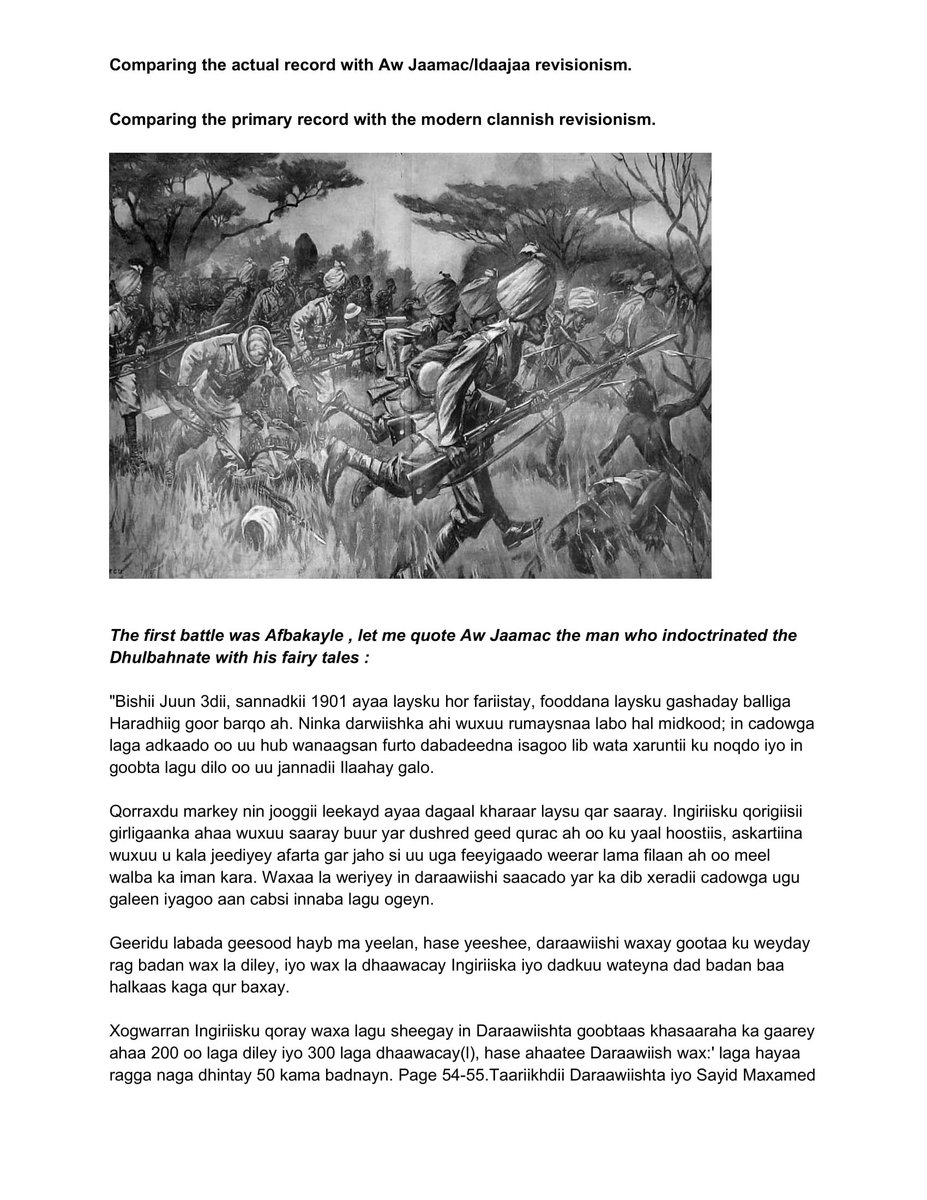 We have covered so far time wise from 1895-1900 and so far the clannish revisionist narrative does not match the historical records.In 1901 the first battles took place. . It's worth to note here that all the fighting forces were I'll treated Somali tribes by the dervish.