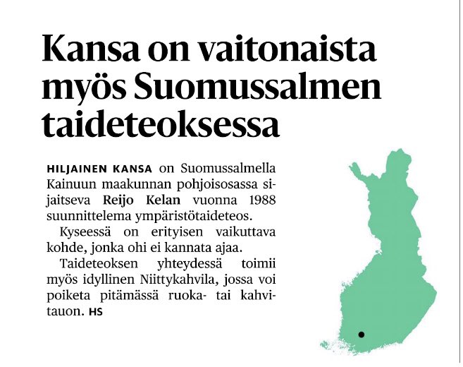 PetePakarinen's tweet photo. Suomi on erilainen kun sitä katsoo @hsfi toimituksesta. #suomussalmi hyppäsi Lounais-Suomeen! https://t.co/ePtdD7ueWx