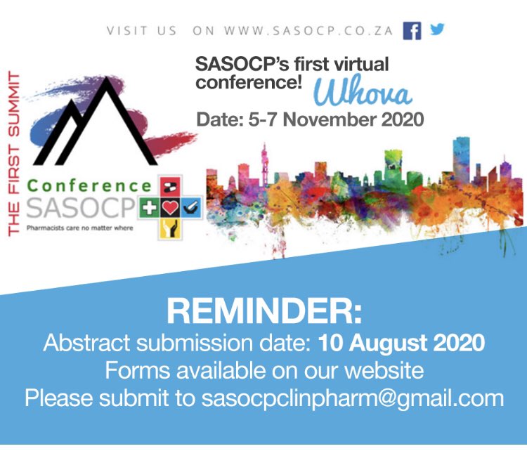 sasocp's tweet photo. Sasocp conf still happening !! Virtual conference 5-7 Nov . Abstract due 10Aug . Reg forms on website . https://t.co/94G1ahd6FO