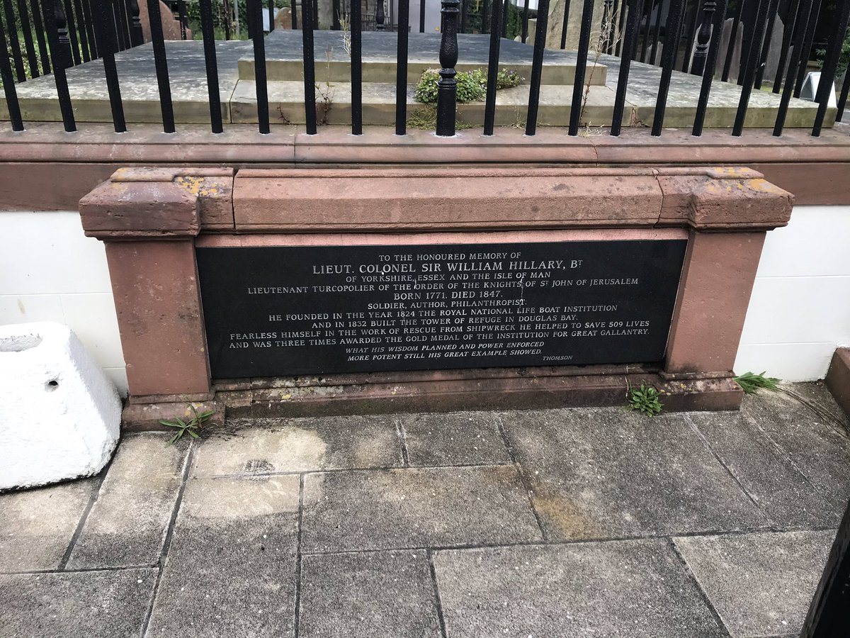 Rotary_Rushen's tweet photo. Outside visit to St George’s Church. Rev Andrew Brown in full voice. A superb potted history of the Church and it’s notable residents in the churchyard including Sir William Hillary and also the Cholera pit from 1823. Super engaging with great anecdotes @RotaryGBI @Rotary @RNLI https://t.co/M38YJdJFlM