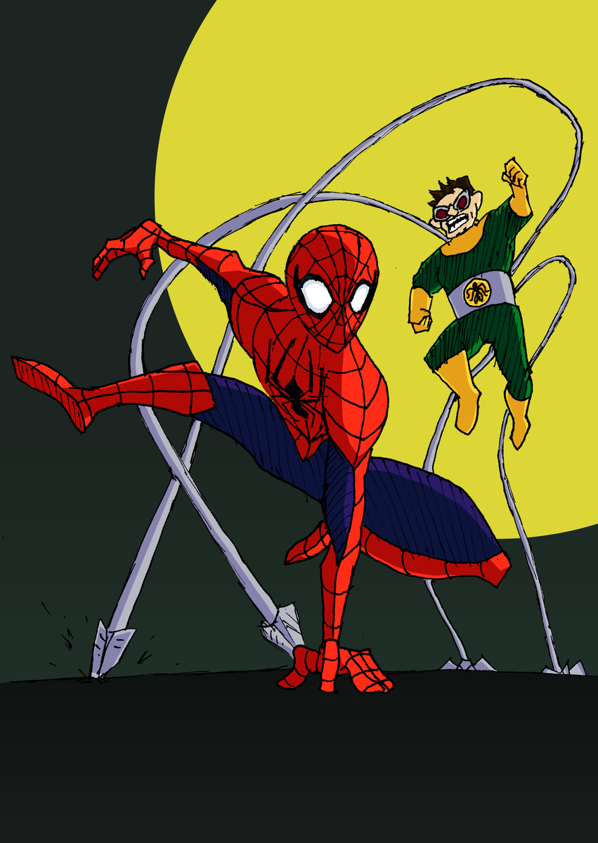 scrillrockart's tweet photo. Super old ""animated style"" experimentation things. This is, in essence, what would eventually be my original animated Spidey design, which I really should come back to now that I think about it lol #SpiderMan #marvel #sketch #samau #animation? https://t.co/tf76eHdGXp