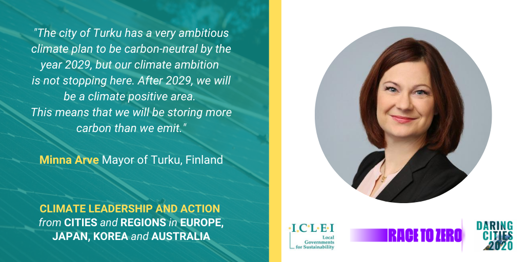 daringcities's tweet photo. #ClimateNeutrality in Europe: Mayor @MinnaArve from @CityOfTurku, Finland shares her city's great efforts in going carbon neutral by 2029 and #CircularEconomy.
#CircularTurku #climatepositive2029 https://t.co/YZuPvmoXmL