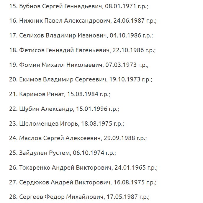 Here is the list of 33 Russian citizens who were detained by the Belarusian security services. 32 were detained near Minsk and one was detained in southern Belarus. 3/