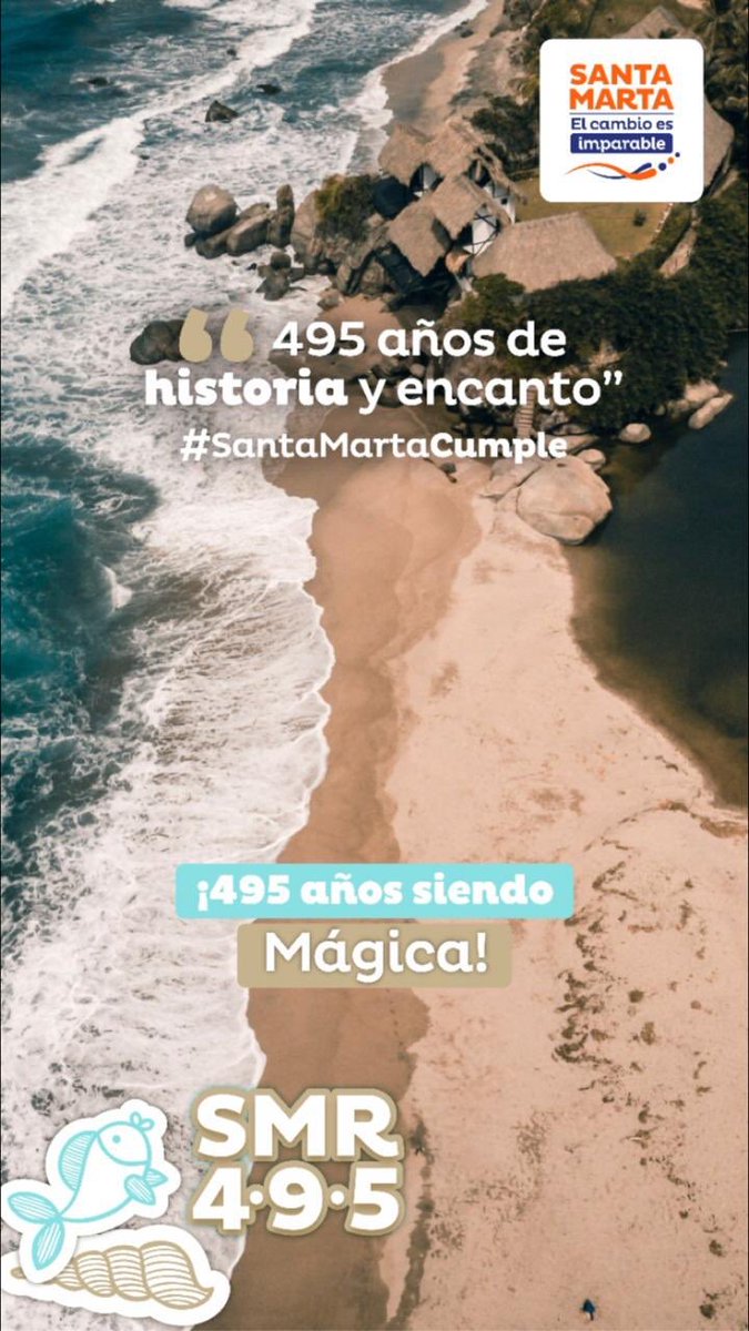 #SantaMartaCumple 495 años de fundada. Tierra mágica, territorio encantador y diverso. Hermosas playas, exhuberantes ríos, lindos paisajes. No puedo sentirme mas orgulloso de haber nacido aquí.