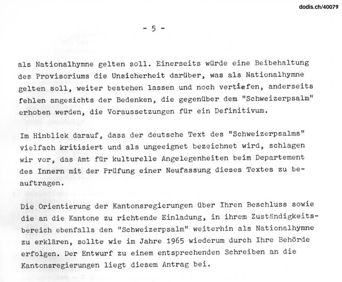 Dodis's tweet photo. Zum anstehenden #Nationalfeiertag ein föderalistisches Amuse-bouche: Vor 45 Jahren liess der #Bundesrat die provisorische #Nationalhymne «#Schweizerpsalm» evaluieren. Aus der Vernehmlassung ergab sich ein gut eidgenössischer Kompromiss: https://t.co/8UR1JCH2Lg #1August #histCH🇨🇭 https://t.co/zfkGg4hk23