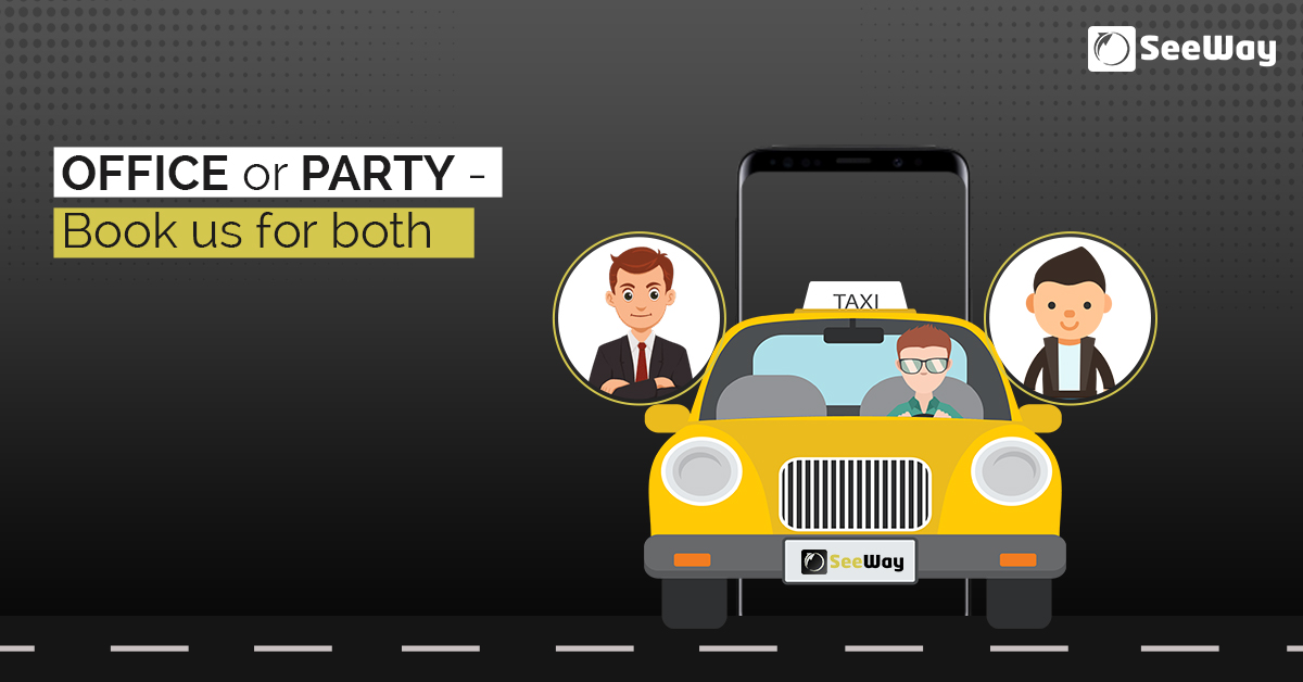 SeeWayApp's tweet photo. Going to work and partying later?  Seeway has got your back to make your travel easy to any place any time!

#CabBooking #TaxiBooking #BookRide #Seeway https://t.co/LsHQTG9aLY