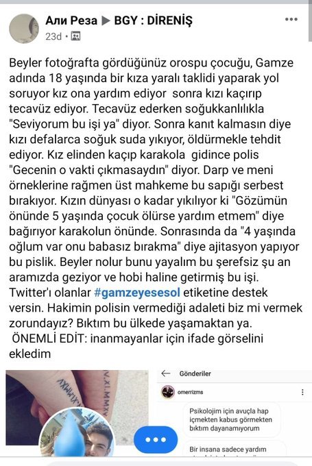 ucurbenibekus's tweet photo. Gamze için adelet istiyoruz!
Gamze'yi zorla alı koyan ardından tecavüz eden, delilleri yok etmek için duş aldıran,ölümle tehdit eden tecavüzcü
#yunusemreçakır
 #YunusEmreCakırTutuklansın tutuklansın!
  
Bu pisliği yapan sapık serbest bırakıldı!
Ses olun lütfen!

#gamzeyesesol https://t.co/GYPI1At8xi