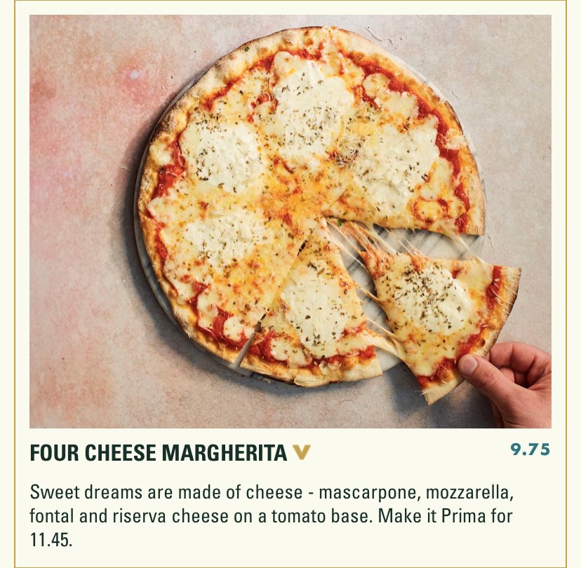 ASK ItalianFour Cheese Margherita - 738 caloriesPollo Piccante con Pancetta - 914 calories Prima Super Green - 691 calories