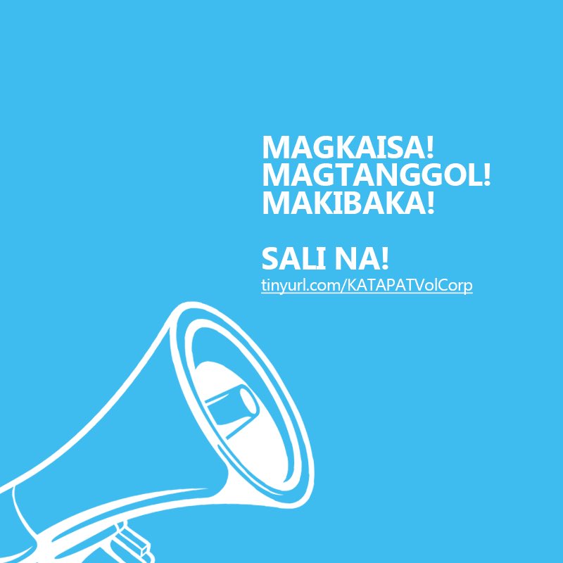 KATAPAT_PH's tweet photo. MAGREHISTRO NA! https://t.co/LDd6VfiKvA

Sumapi sa aming lumalawak na alyansa! Magkaisa, magtanggol at makibaka para sa karapatang pantao at demokrasya! https://t.co/YcKBTaliC7