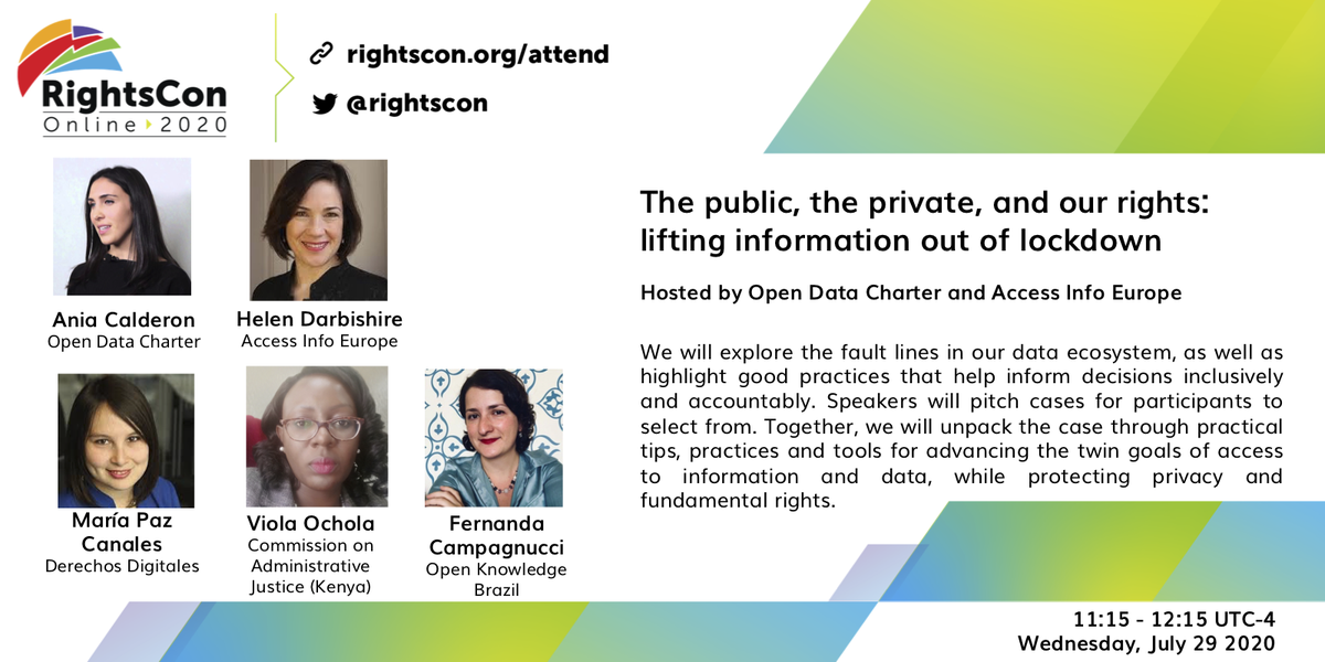 opendatacharter's tweet photo. 📢 Join our strategy session at #RightsCon w/ @helen_access (@Access_Info), @aniacalderon (ODC) @MPaz_online (@derechosdigital), Viola Ochola, Commission on Administrative Justice, Kenya &amp; @fecampa (@okfnbr)! 

Be there on ⏲️ as there's a limit of 25 pax➡️https://t.co/jtomClRsDc https://t.co/WeRLyr9yzb