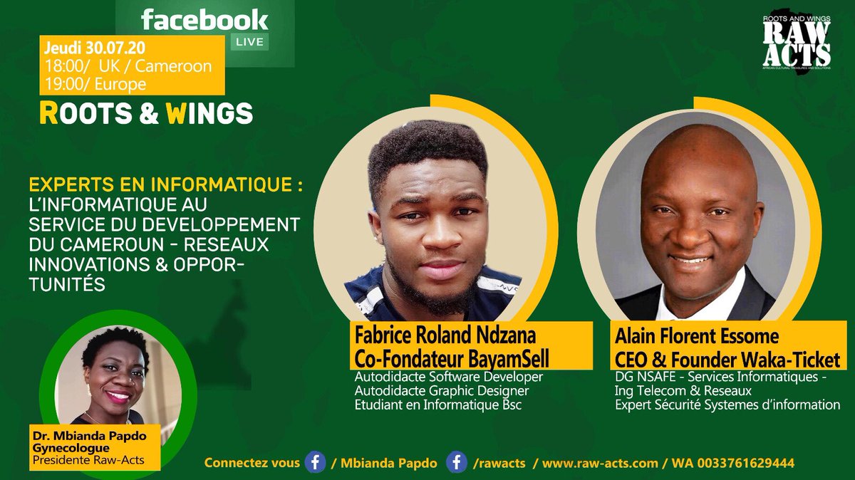Faberolls's tweet photo. Venez on va parler de de #ecommerce et de @BayamSell  lors de mon entretien demain Jeudi 30 juillet à 19h heure de Berlin ( et 18h heure Du Cameroun )avec Dr. Mbianda Papdo (Prèsentatrice) &amp; Alain Florent Essoma aka A-Florent Essome, CEO WakaTicket, DG NSAFE. sur ⤵️  (suite) https://t.co/i40dW7VU3C