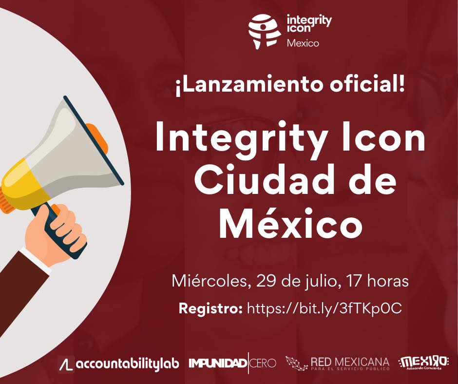 IntegrityIcon's tweet photo. Join us on today at 5pm (GMT-5) as @AccountLabMx launches their 2020 Integrity Icon campaign and shares details about our process &amp; the importance of integrity in the public service. Hosted with @ImpunidadCeroMx, @yoMexiro &amp; @RedMexicanaSP. Register - https://t.co/qjMcao19el https://t.co/JshKiEr03Z