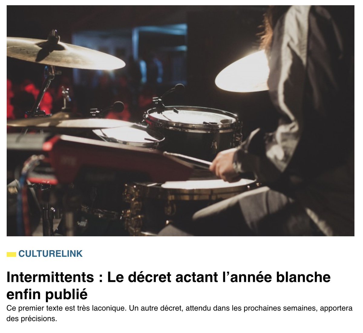 Intermittents : Le décret actant l’année blanche enfin publié bit.ly/2Dg18wK
