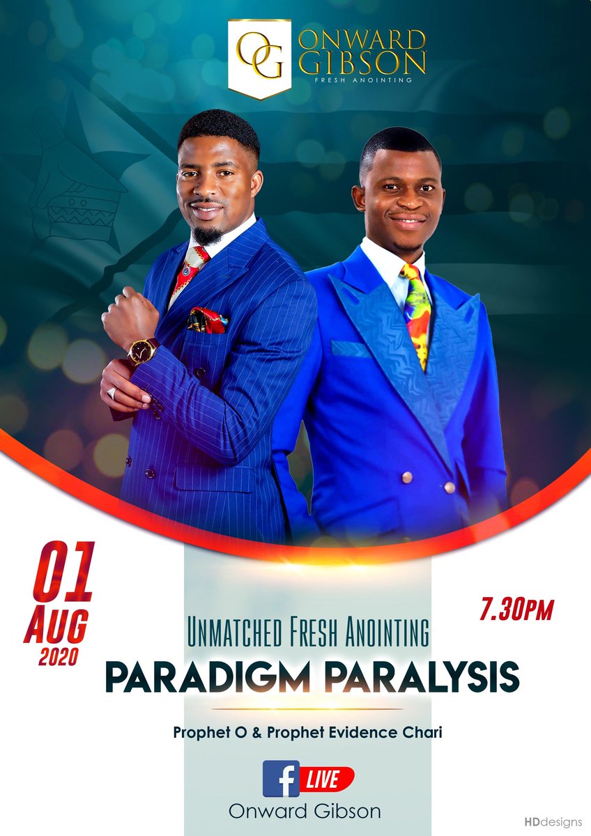 Start your August with a new PERSPECTIVE | ANNOINTING and GRACE! Prophet O and Prophet Evidence Chari bringing to you PARADIGM PARALYSIS..!

Make PROGRESS in the face of the PANDEMIC! 

7.30 PM | Onward Gibson Facebook Live! 
#FreshAnointing
#unmatched