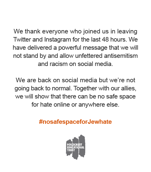 Our statement as we return to social media after the #nosafespaceforJewhate walkout: