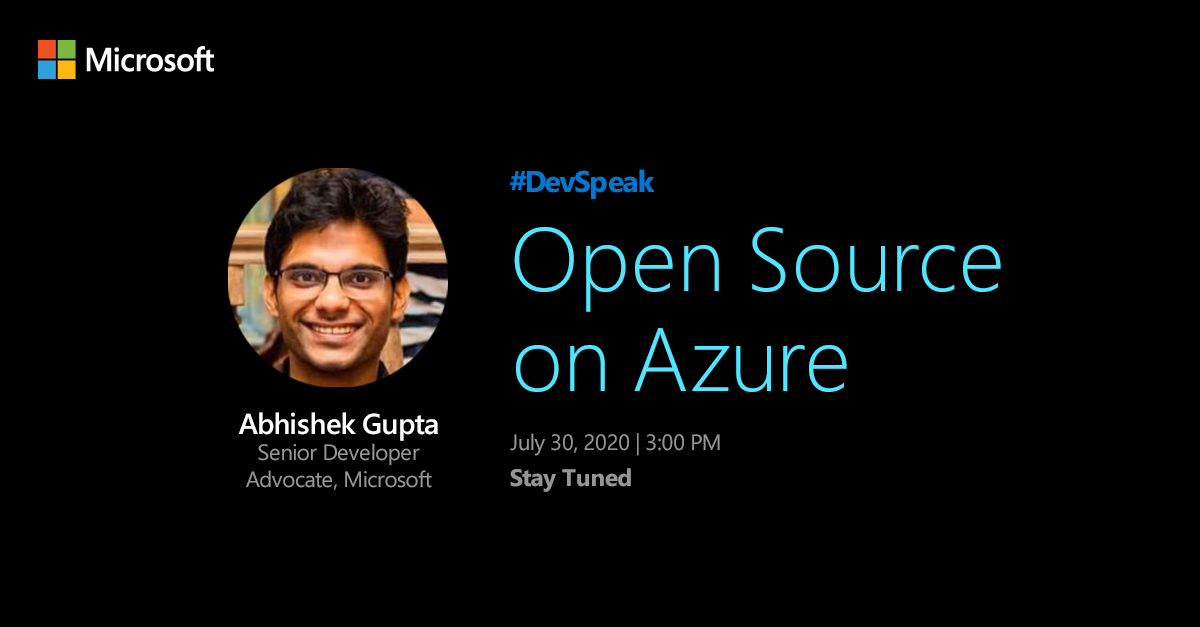 msdevindia's tweet photo. The new normal demands flexibility with choices to build better. @abhi_tweeter, Senior Developer Advocate, Microsoft takes over @msdevindia to share how #Azure supports #OpenSource technologies you rely on- #containers #databases. Get your questions answered at #DevSpeak https://t.co/lRvt4NUhOU