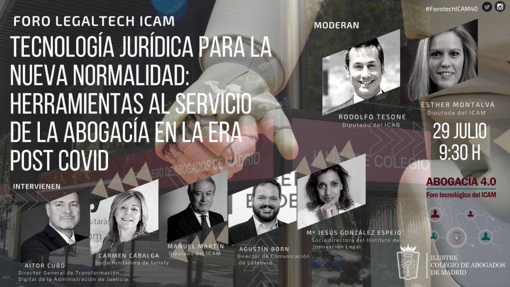 chusage's tweet photo. ¿Cuáles son las herramientas al servicio de la abogacía en la era post Covid? Hoy se llevará a cabo este Webinar en el que expertos invitados hablarán sobre el tema. @icam_es #LegalTech #Nuevanormalidad 

Más info: https://t.co/Rkag77pmpV https://t.co/eOuKft7IQQ