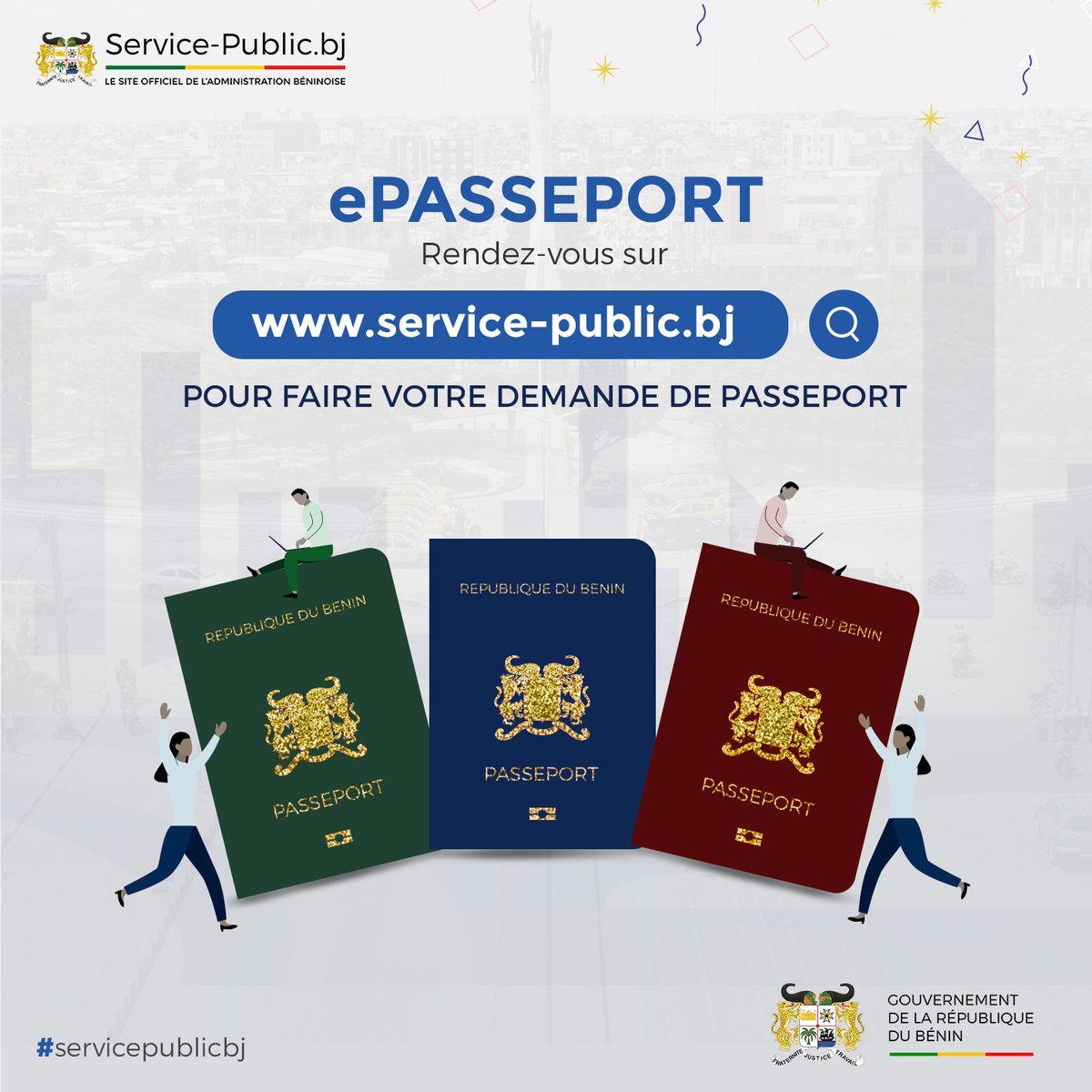 gouvbenin's tweet photo. Vous pourrez désormais faire depuis la plateforme https://t.co/rO5oSDdQ20 
vos demandes de passeports et de casier judiciaire en ligne au Bénin grâce au lancement ce mercredi 29 juillet 2020 à partir de 15h 30mn du E-casier Judiciaire et du E-passeport.
A suivre ! https://t.co/RF2OOrHPcR