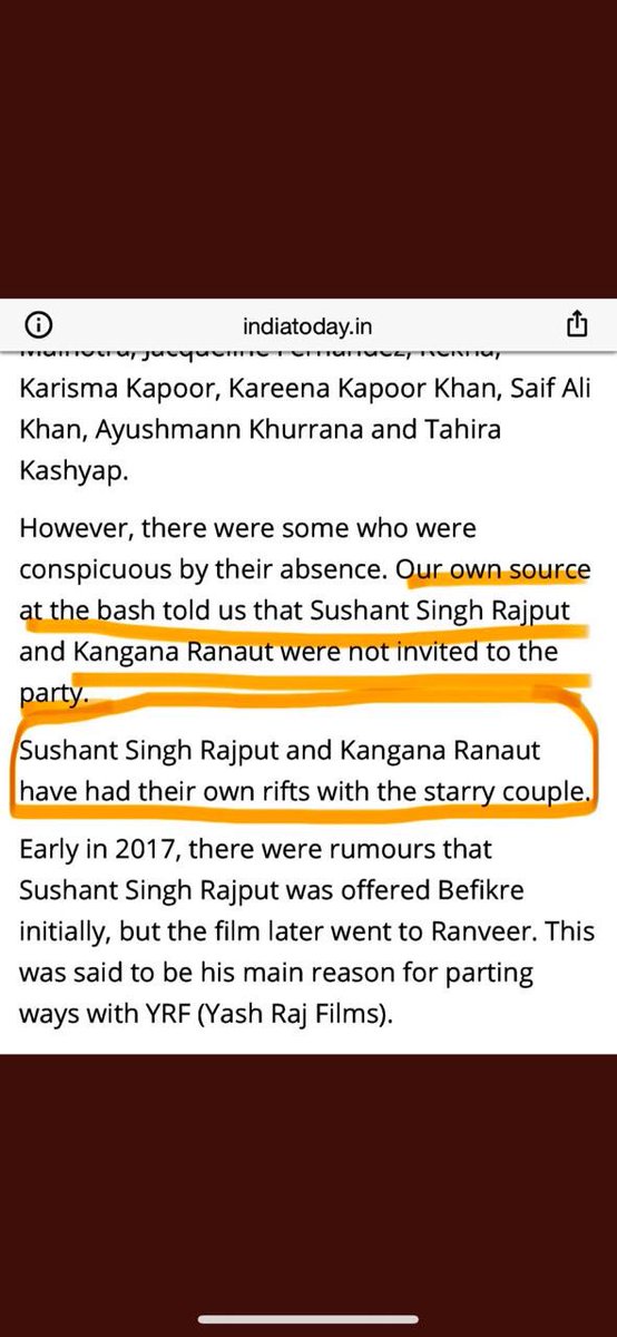 KanganaTeam's tweet photo. This is a picture and article from Deepika Ranveer wedding, they called Pakistani agent and conspired JNU protest but boycotted only two top stars one is killed other one fighting for her survival #justiceforshushantsinghrajput 
#Deepika https://t.co/Xo0OcZIfqq