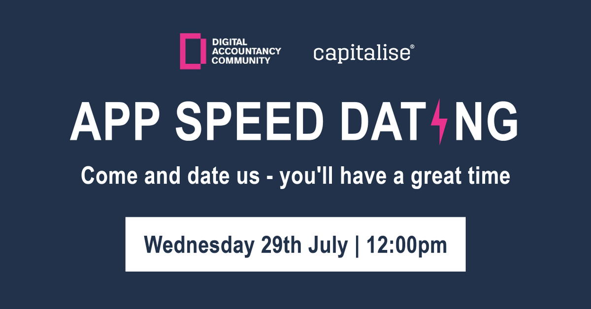 phil_hobden's tweet photo. Join @Capitalisers today at 12pm alongside some awesome app partners for some #appspeeddating (fintech style) Register here: https://t.co/MAAyd7cPlU We promise to keep it snappy. #Fintech #apps #Accounting https://t.co/LvGfFLdNt0