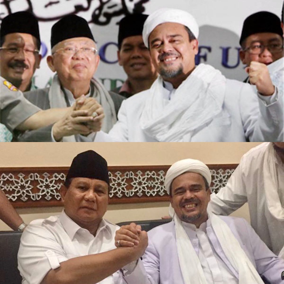 Assalamu’alaikum Bpk <a href="/Kiyai_MarufAmin/">KH. Ma'ruf Amin</a> &amp; Bpk <a href="/prabowo/">Prabowo Subianto</a>...Bpk berdua tau siapa Habibana...akhlaq beliau &amp; jg kecintaan beliau pd NKRI tak diragukan lg. Ktka beliau dihinakan oleh sekelompok pengecut kmrin, sy ingin tanya bgmna perasaan Bpk berdua ? Terimakasih jk berkenan menjawab🙏