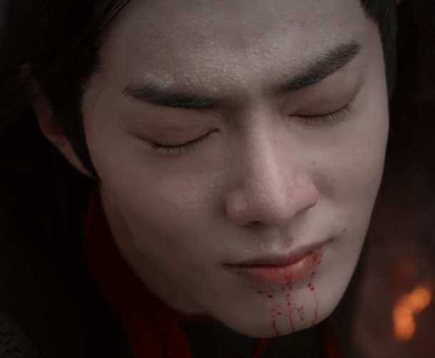 Still not angry. Upset eyebrows, not angry eyebrows.Lan Wangji's upset. Jiang Cheng? Hesitates.But Wei Wuxian smiles. Approving. Closes his eyes. Lan Zhan tells him to stop.Jiang Cheng's expression? "I fucking hate your stupid plans, Wei Wuxian."