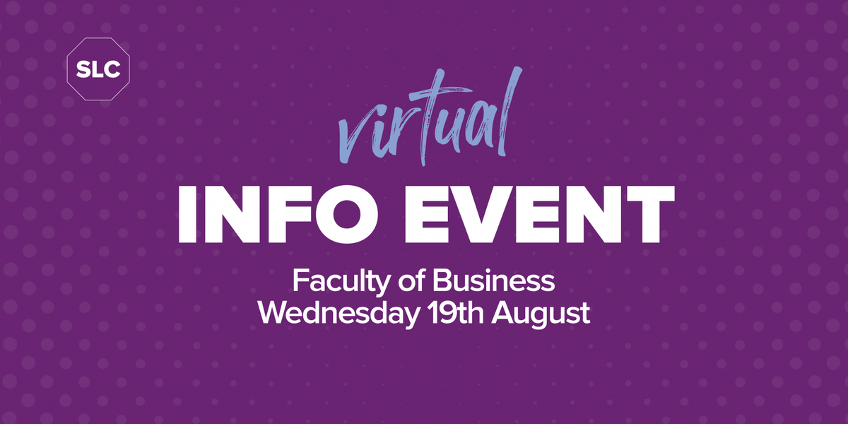 SLCek's tweet photo. 🟪Parents, carers, school leavers, Join our:
🟣Business Faculty Virtual Info Event
🟣Wed 19 August 2020, 4.30 pm

chat about courses including:

🎉Events
👩‍🌾Horticulture
🍽️Professional Cookery
&amp; much more

🟪Register now ➡️ https://t.co/KhKm7WHl9z

#sqaresults  #ChooseCollege https://t.co/LHg6K43TKP