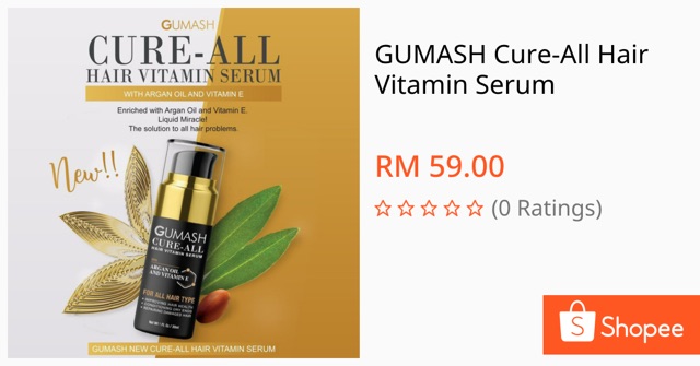 glow_my's tweet photo. GUMASH Cure-All Hair Vitamin Serum for RM59.00. Get it on Shopee now! https://t.co/Z9njPWu0pU #ShopeeMY https://t.co/CW0AsSY2gh