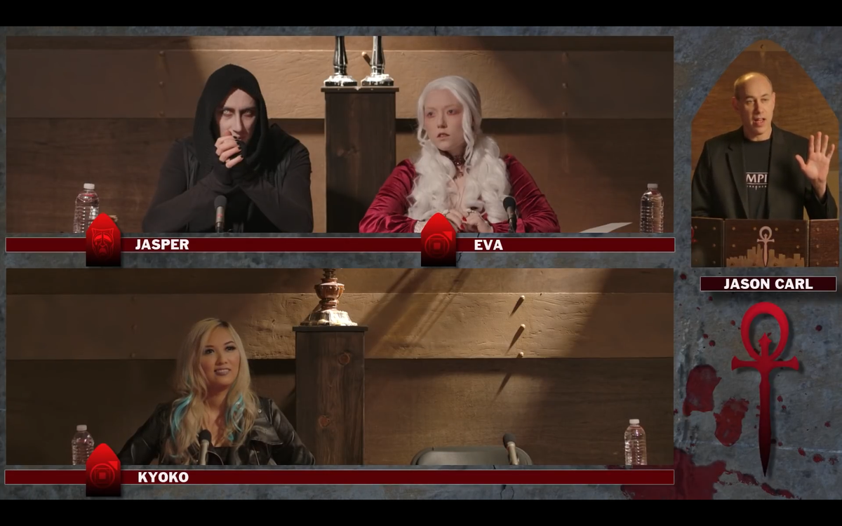 LABN_Transcript's tweet photo. RT @pekoe212: #LAbyNight S4E2 24:00 When unsuspecting human Lydia returns to the shop, is starstruck by the two gothy monsters she finds inside, and there is five seconds of everyone frozen in shock like this. #TranscribeByNight https://t.co/VUCF6Dl3hp