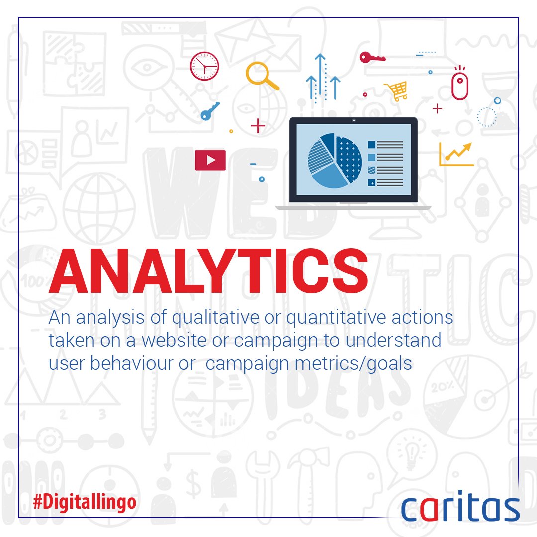 CaritasComms's tweet image. Analytics allows webmasters and advertisers to see where web traffic comes from and how visitors behave once on they land on their website. This information helps businesses optimize their campaigns and landing pages for increased ROI. #Digitallingo