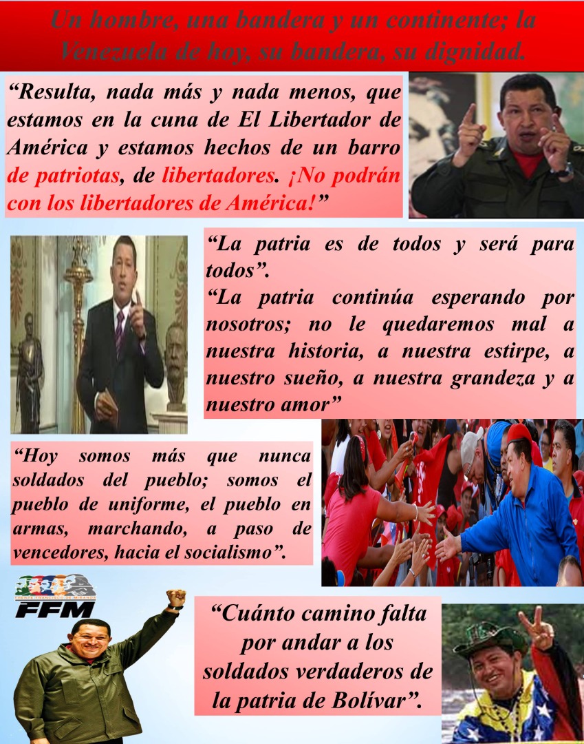 #66AñosChávezInvicto #AmorConAmorSePaga 

La fuerza y luz del Gigante Chávez son energía y faro de esperanza para todo pueblo libre y digno del mundo. Son momentos de batalla los que hoy vivimos, incluso por la salud y la vida, que anuncian tiempos de victoria definitiva. ✊🇻🇪