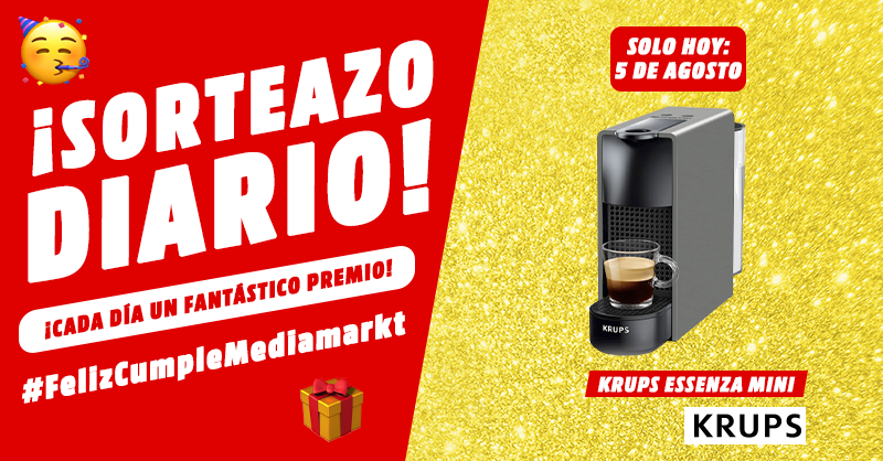 MediaMarkt_es's tweet photo. 🥳 Es miércoles y SORTEAMOS 1 nuevo producto 🔝cada día🎂

‼️Hoy una Cafetera de cápsulas Krups‼️

1️⃣ Síguenos
2️⃣ Haz retweet y comenta usando #FelizCumpleMediaMarkt cuál es tu momento perfecto para tomar un delicioso café

Solo hoy 5/08 ¡Suerte!🍀
BBLL 👉 https://t.co/SsijhwYgQa https://t.co/MqptSEQA1v