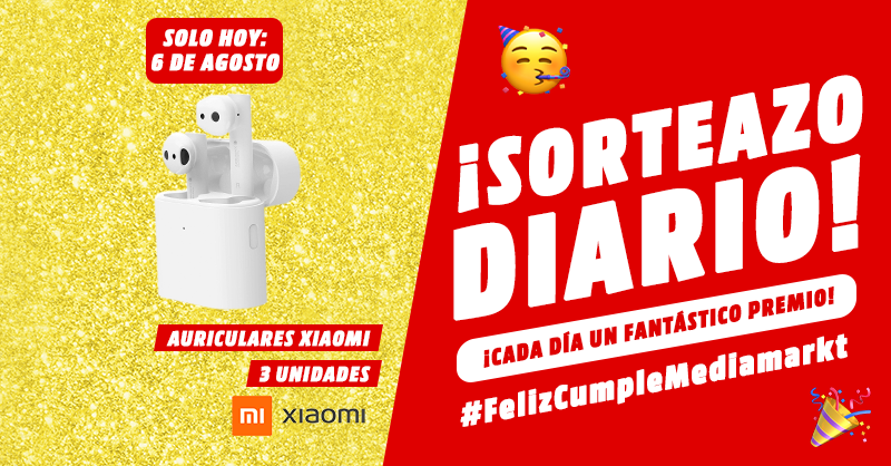 MediaMarkt_es's tweet photo. 🎂Seguimos SORTEANDO productos🔝cada día🎧

‼️Hoy 3 auriculares inalámbricos Xiaomi‼️

1️⃣ Síguenos
2️⃣ Haz retweet y comenta usando #FelizCumpleMediaMarkt cuál es tu canción favorita que no debe faltar en ningún cumple

Solo hoy 6/08 ¡Suerte!🍀
BBLL 👉  https://t.co/QijDUewfUK https://t.co/Kex0MeKQYf