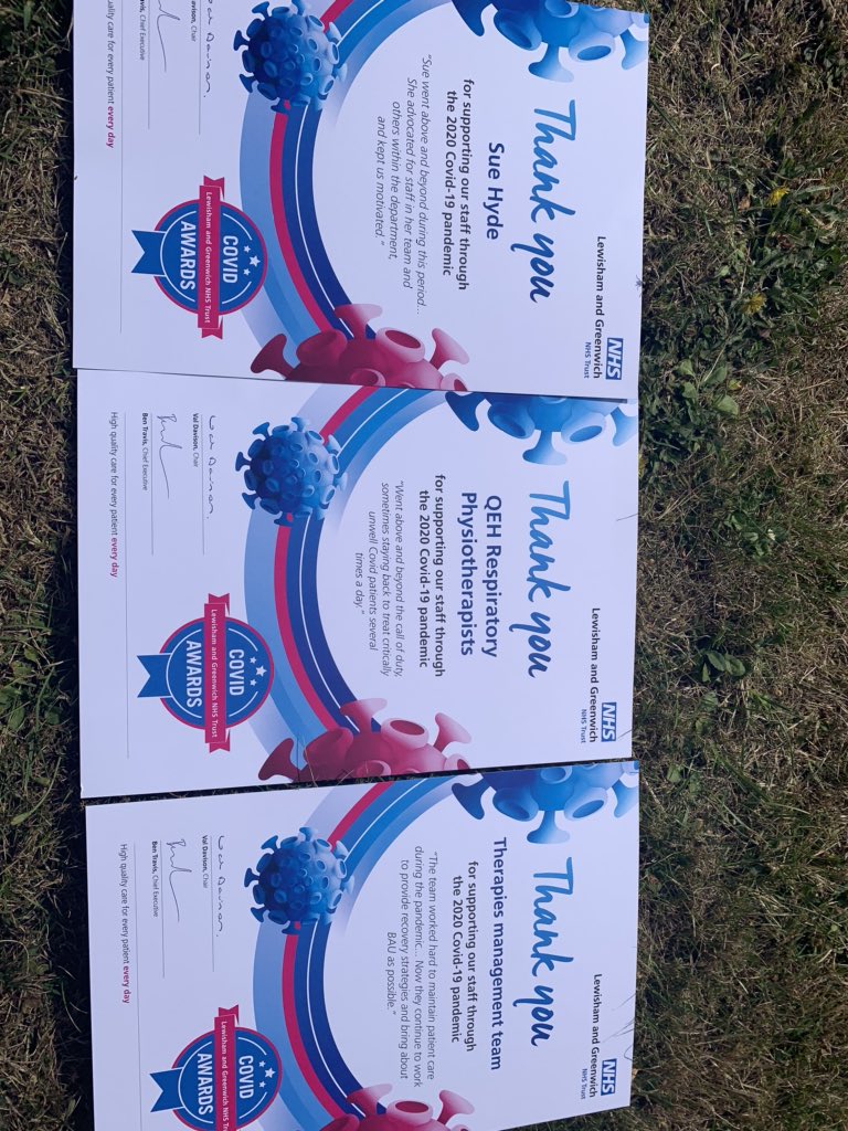 PhysioQEH's tweet photo. Very proud to be accepting our @LG_NHS COVID awards for our amazing therapy staff @SALTQEH #AHPsintoAction #BetterTogether #NHS https://t.co/gDLLyTjJrV